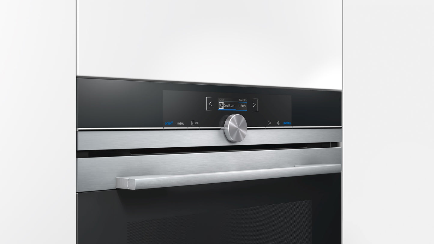 HORNO PIROLÍTICO SIEMENS HB673GBS1 CRISTAL NEGRO+INOX , Integrable A+
