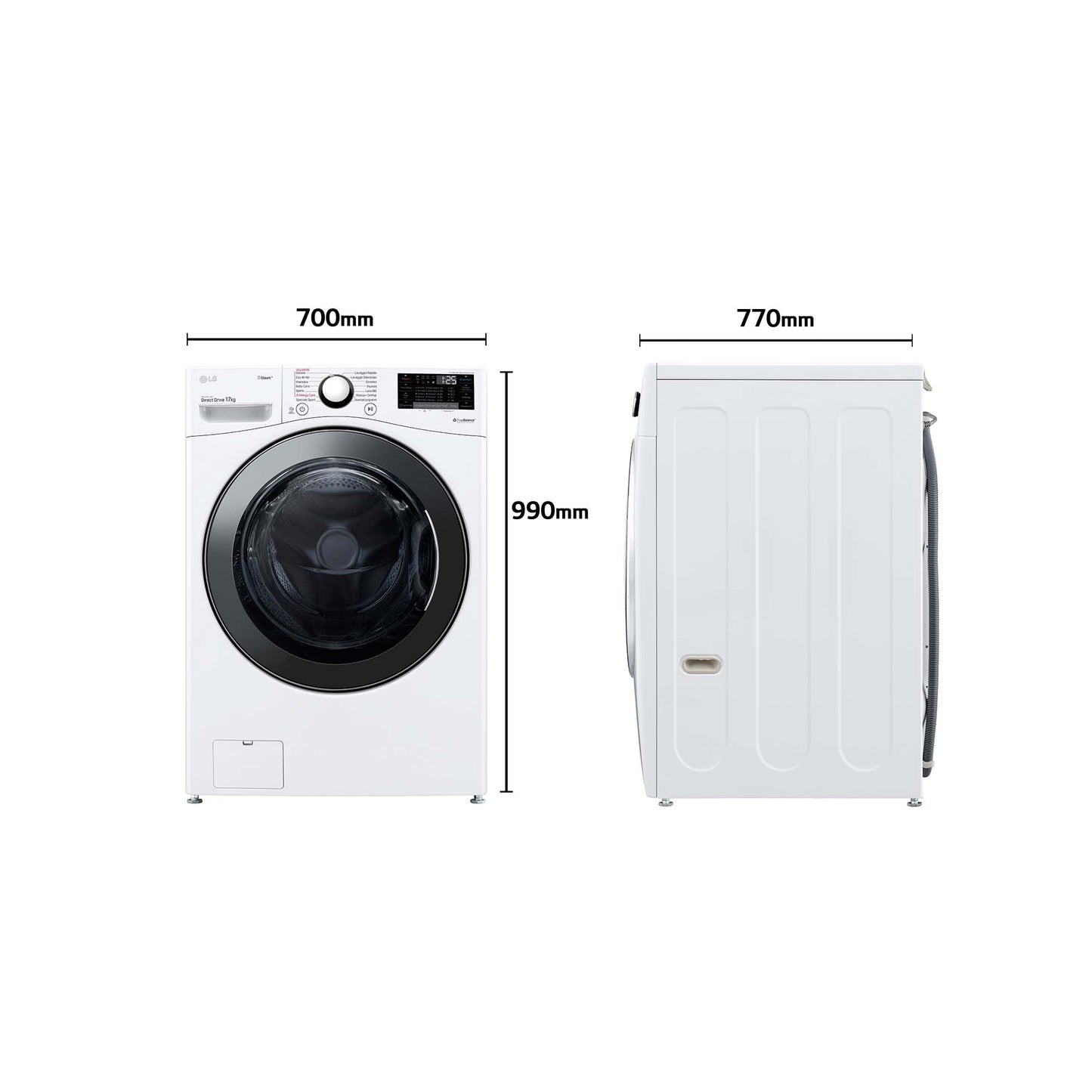 Midea Washing Machine MF100W90BAW, 9Kg, 1400RPM, A