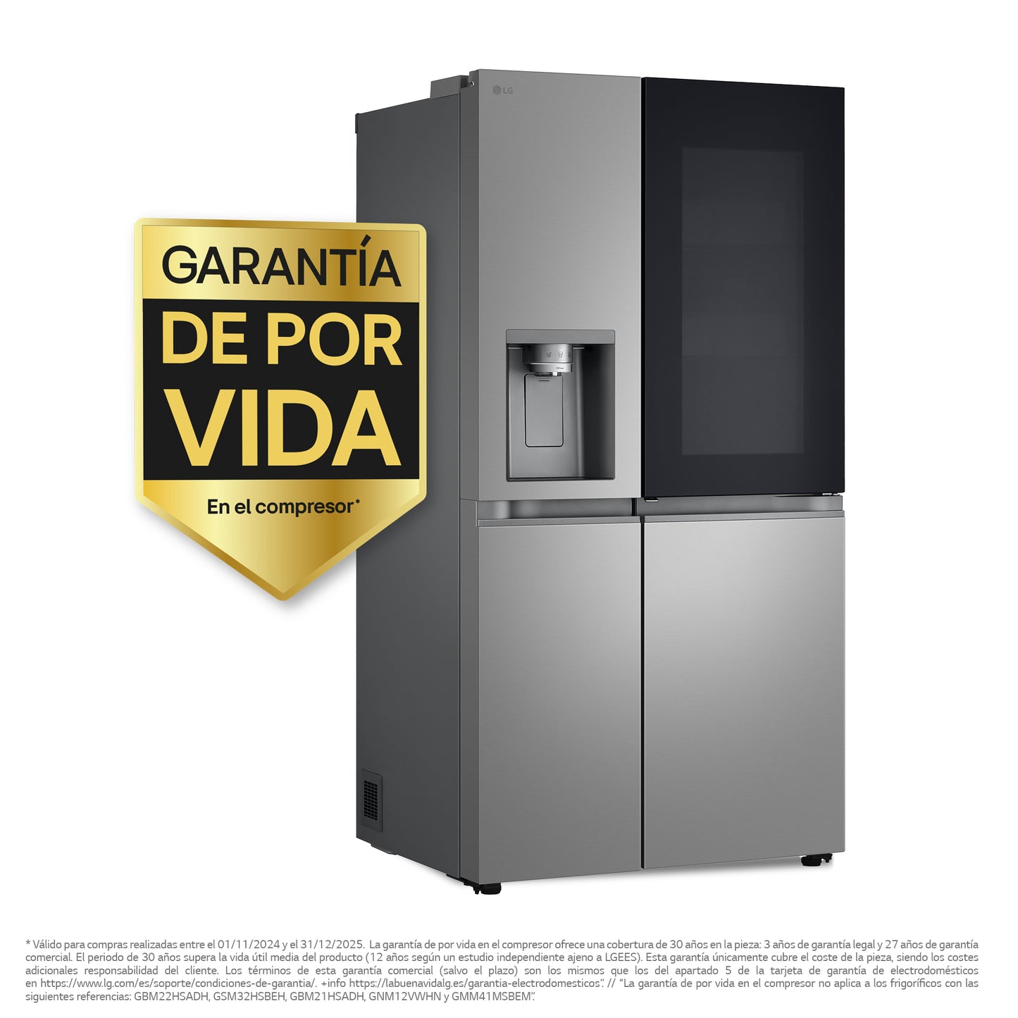 Frigorífico americano - LG InstaView Door-In-Door™ GSXE81PYBD, No Frost, 179 cm, 628 l, DoorCooling+™, Inoxidable antihuellas