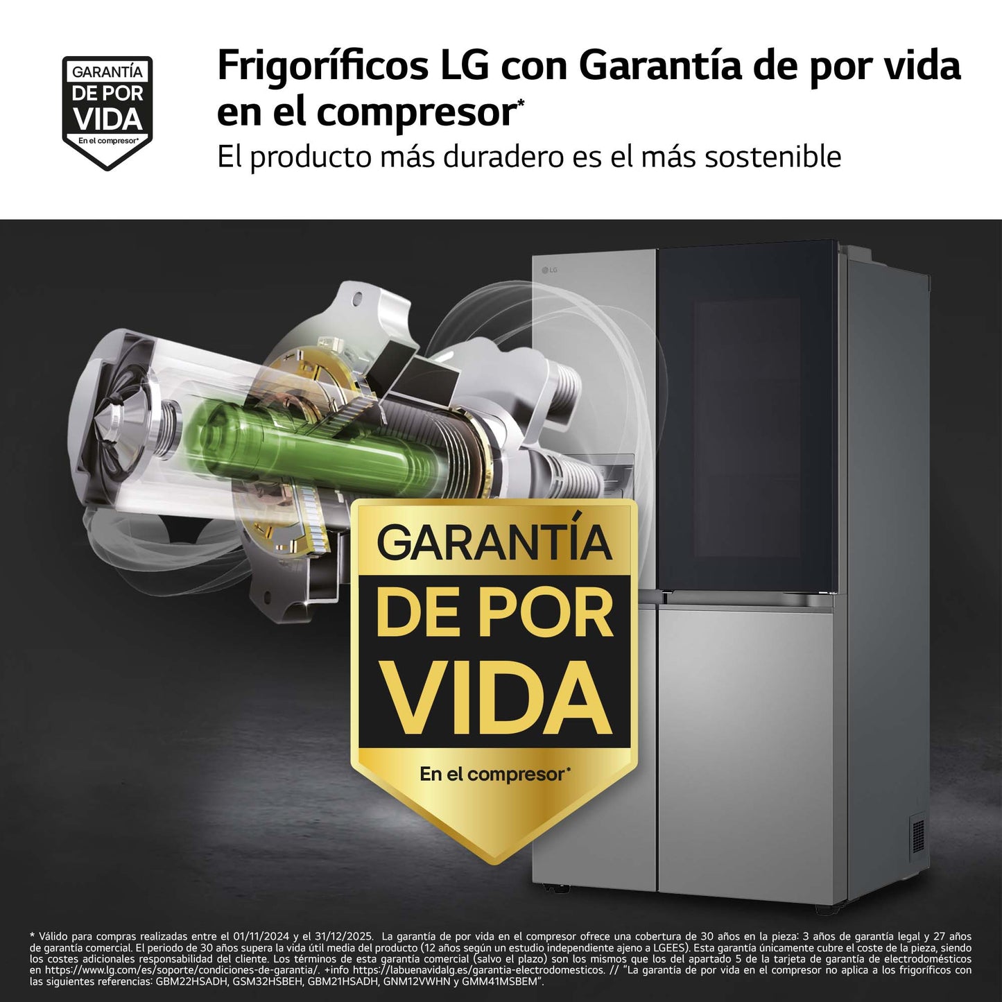 Frigorífico americano - LG InstaView Door-In-Door™ GSXE81PYBD, No Frost, 179 cm, 628 l, DoorCooling+™, Inoxidable antihuellas