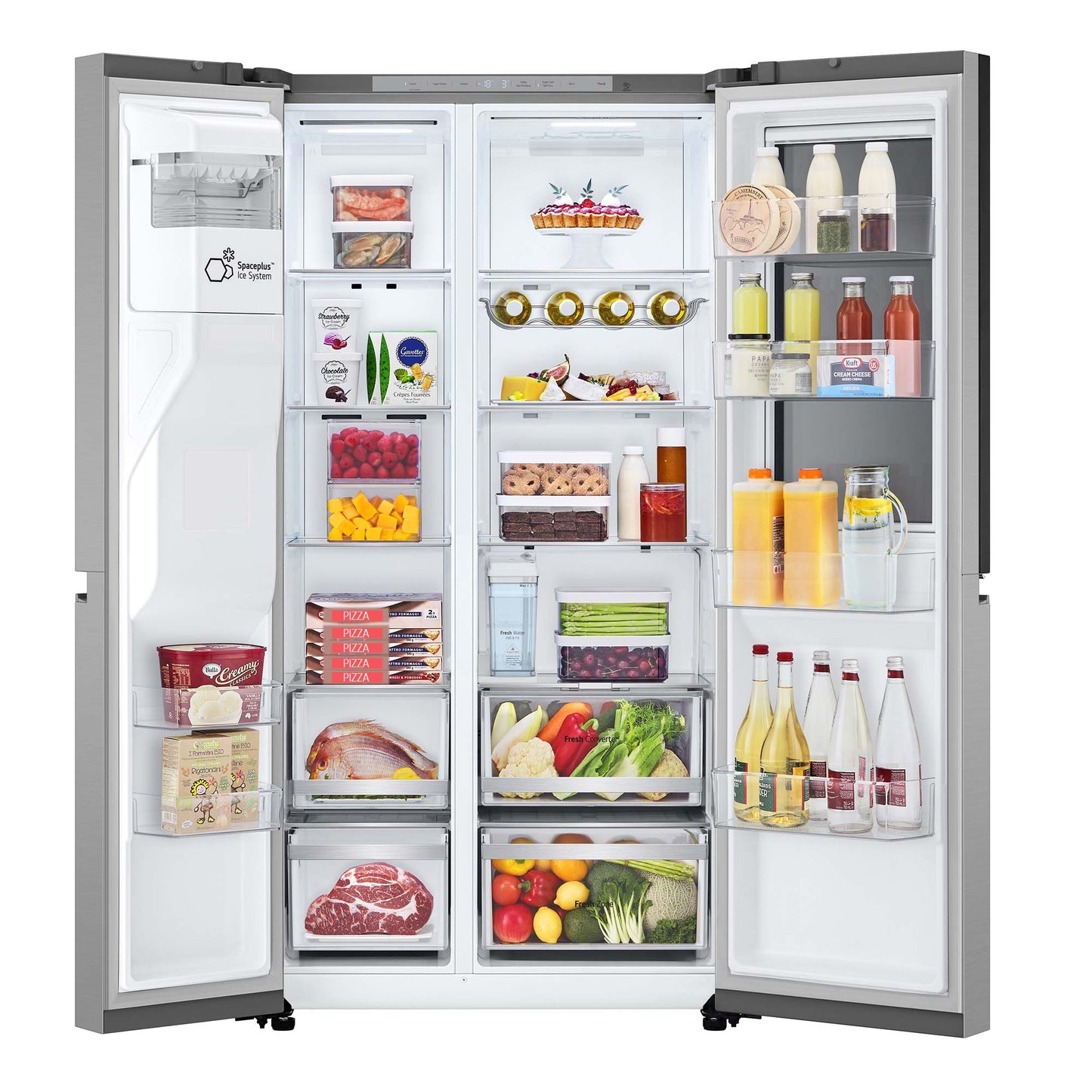 Frigorífico americano - LG InstaView Door-In-Door™ GSXE81PYBD, No Frost, 179 cm, 628 l, DoorCooling+™, Inoxidable antihuellas