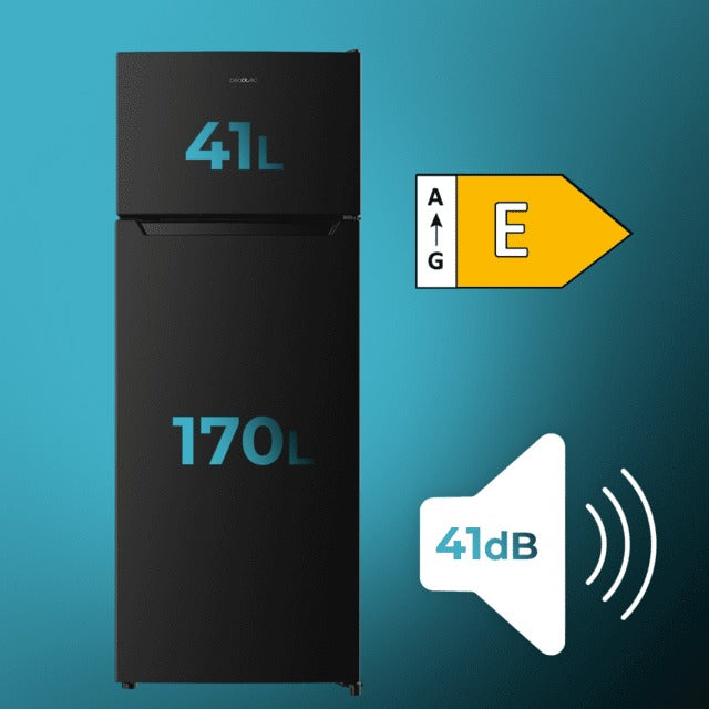 TWO DOOR REFRIGERATOR 2P CECOTEC 143x54 CM 211L BLACK
