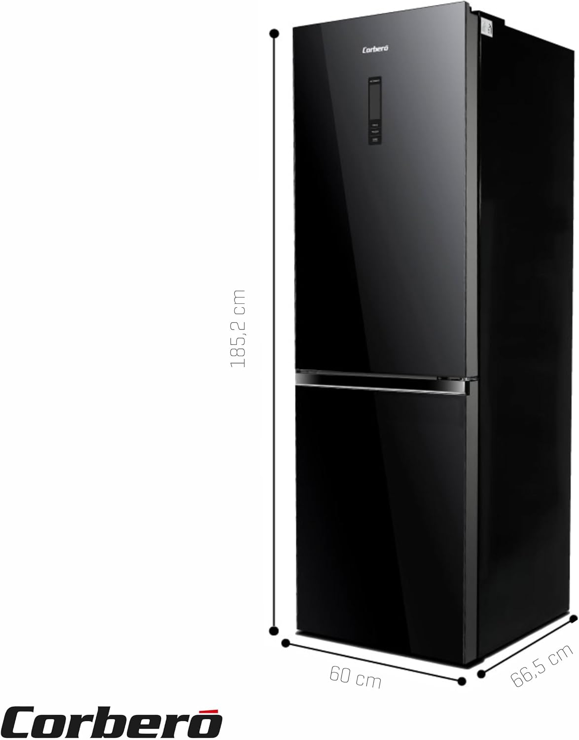 Frigorífico Combi Corbero CCHGL185NFN, 185X60, E, NoFrost 323L Cristal Negro
