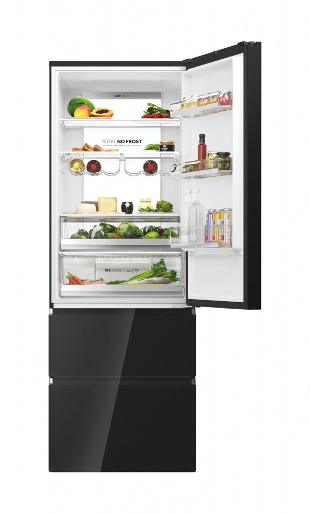 OFERTA FRIGORIFICO COMBI HAIER 3D NOFROST CRISTAL NEGRO 200,6 m x 70 cm HTW7720DNGB