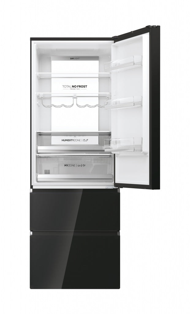 OFERTA FRIGORIFICO COMBI HAIER 3D NOFROST CRISTAL NEGRO 200,6 m x 70 cm HTW7720DNGB