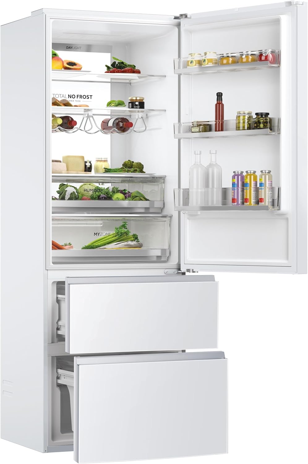 OFERTA FRIGORIFICO COMBI HAIER 3D NOFROST CRISTAL BLANCO 201 cm x 70 cm HTW7720DNGW