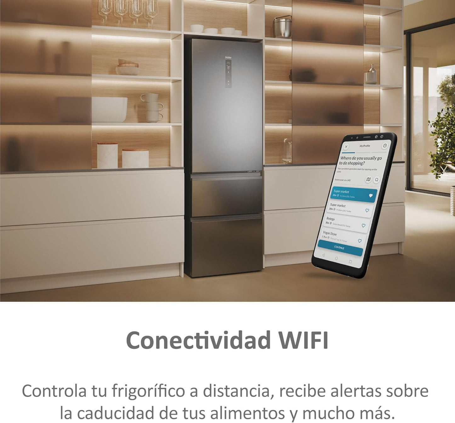 Haier 3P Combi Refrigerator HTR3619ENMN, 190x60cm, NFR, E, Inox
