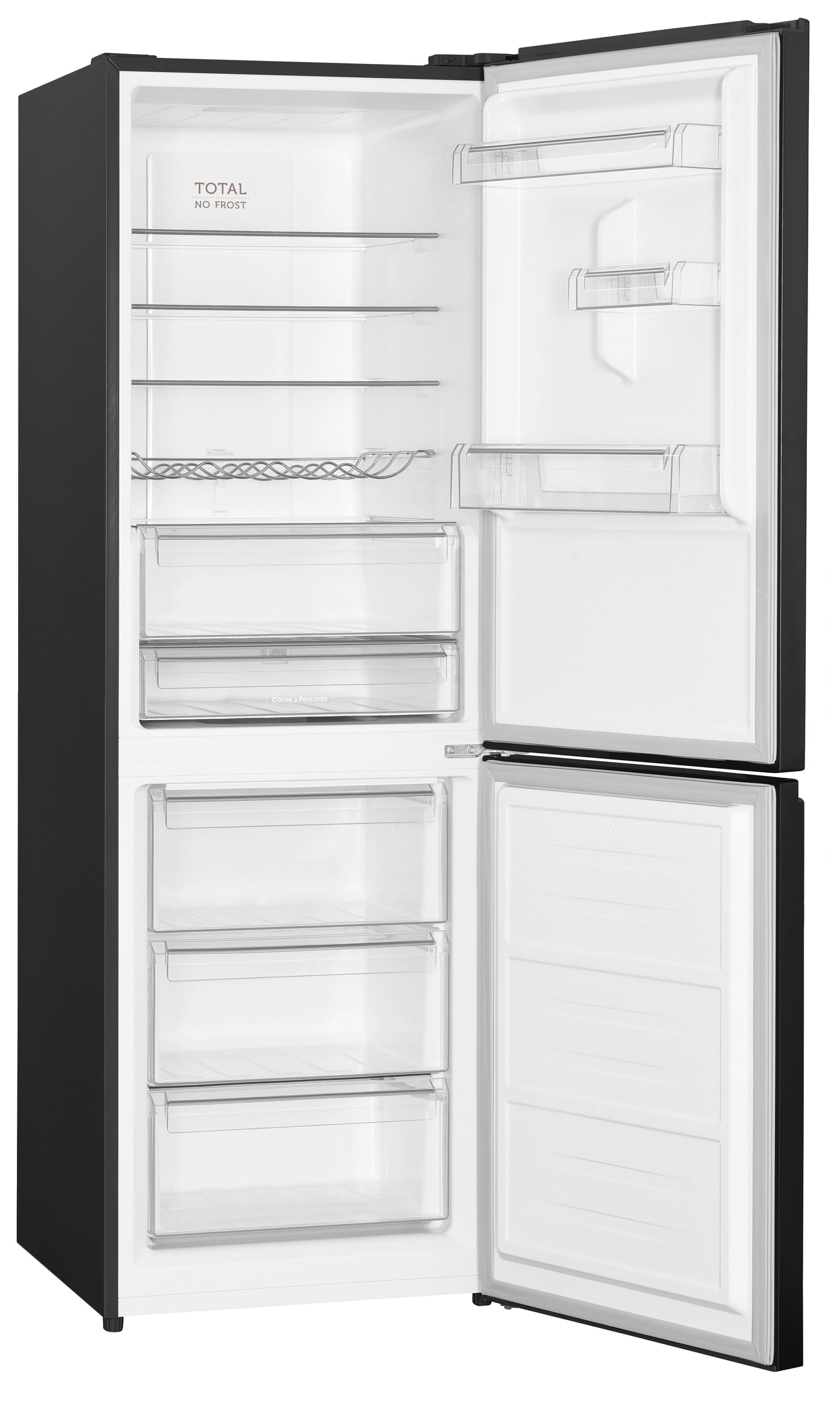Frigorífico Combi Corbero CCHGL185NFN, 185X60, E, NoFrost 323L Cristal Negro