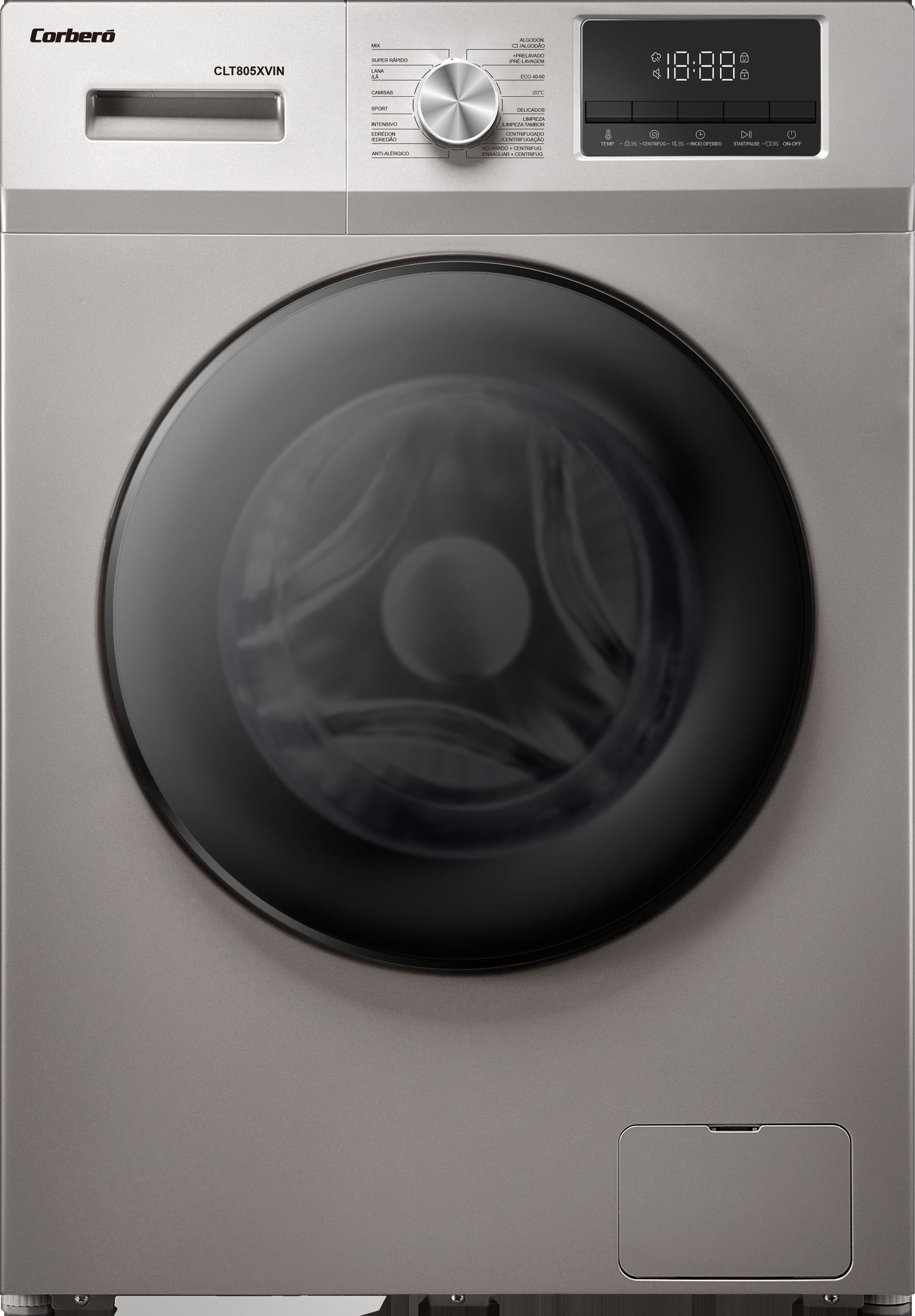 CORBERO INOX CLT805XVIN 8KG 1400RPM STEAM WASHING MACHINE