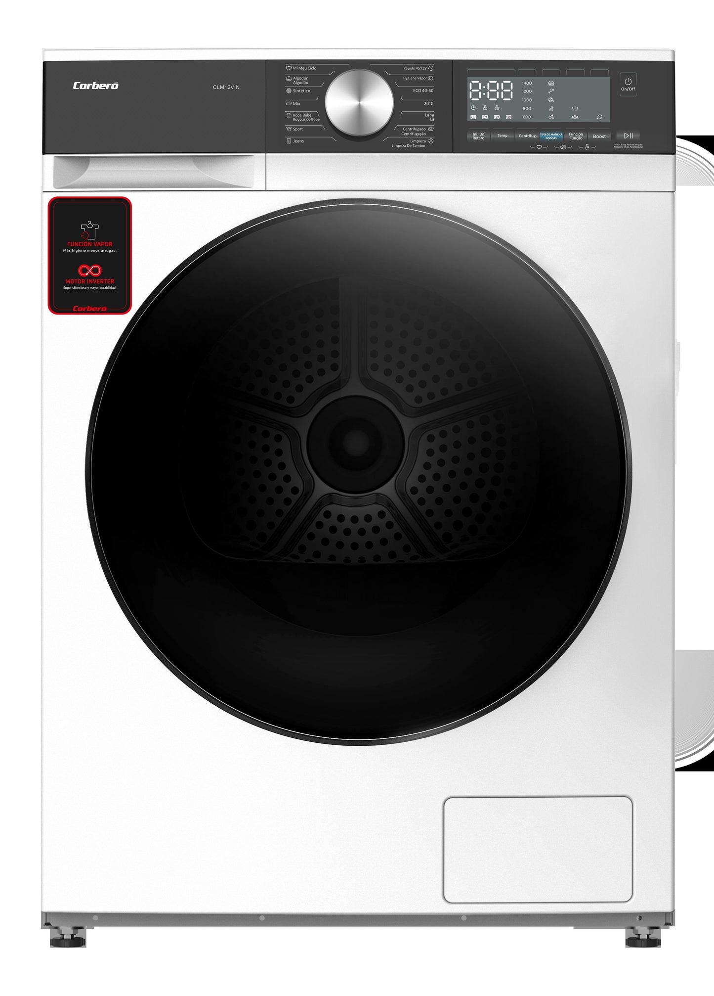 Corbero CLM12VIN washing machine, 12kg, 1400rpm, A, Steam