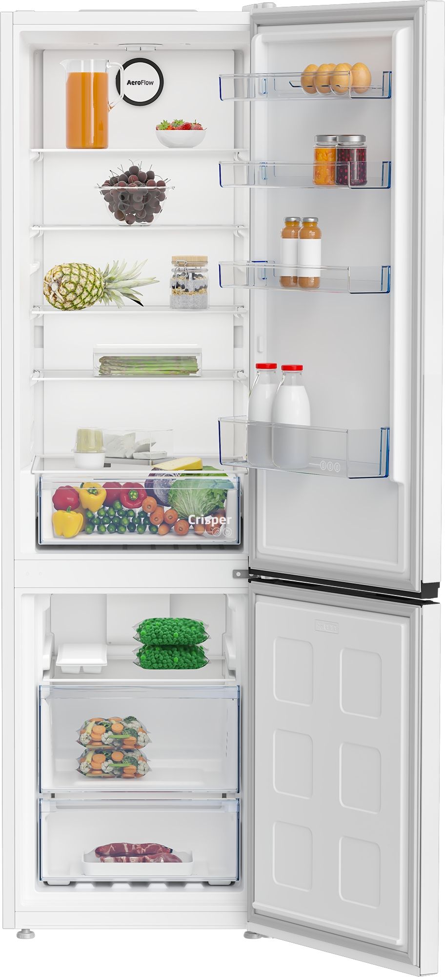 Beko B1RCNE404W Combi Refrigerator, 204x60cm, E, NF, White