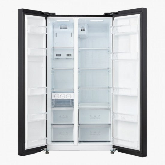 EAS ELECTRIC NO FROST BLACK GLASS AMERICAN REFRIGERATOR EMSS178GN2