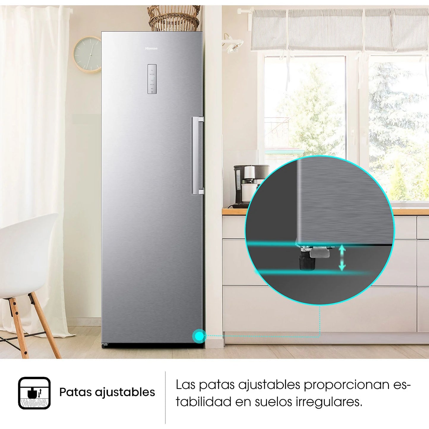 Congelador vertical Hisense FV354N4BIE, Inox, 186 cm, E