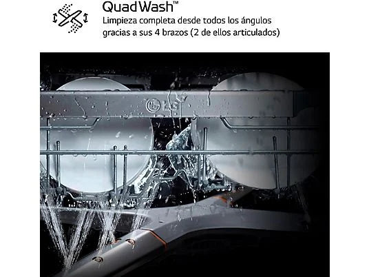 Dishwasher - LG DF355FP, 14 place settings, 9 programs, 60 cm, LED touch, Third rack, QuadWash™, Stainless steel