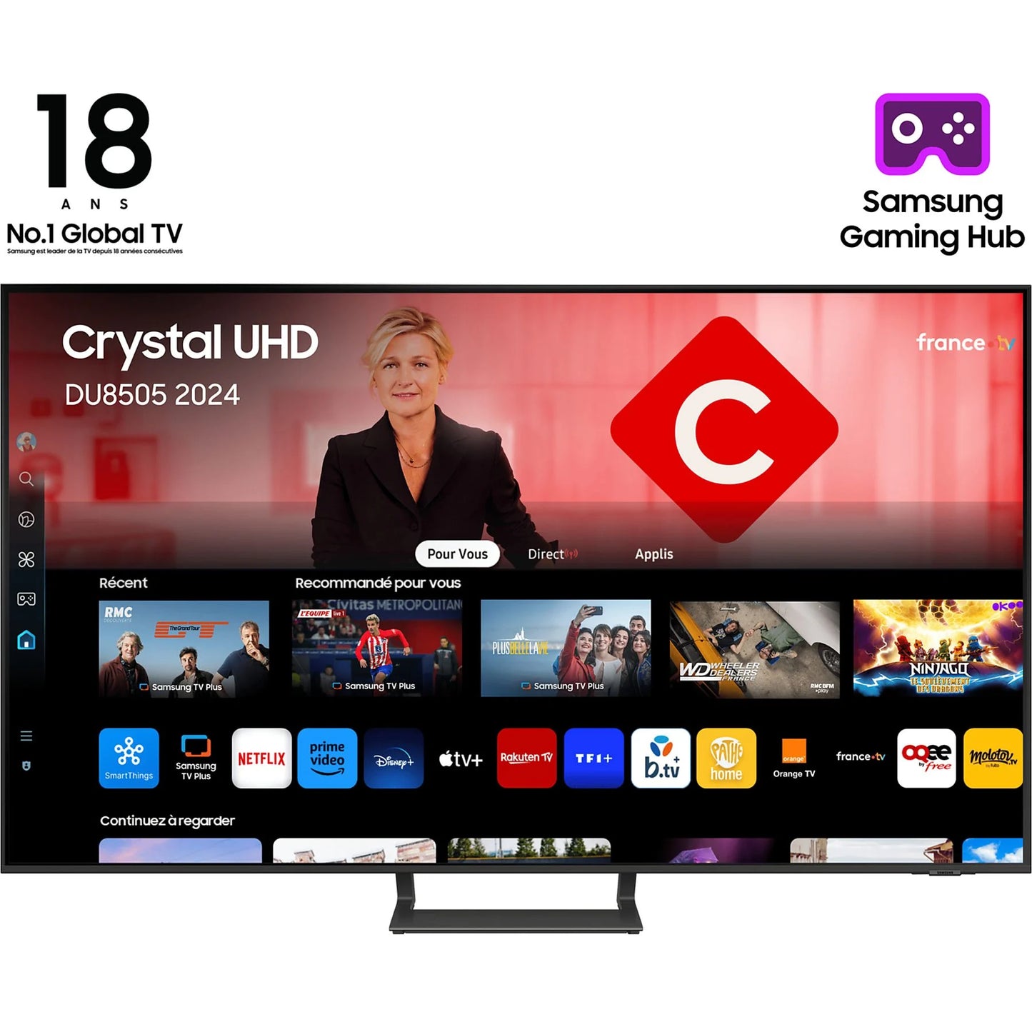 TELEVISOR SAMSUNG - TV LED 55" - SAMSUNG TU55DU8505K, UHD 4K, Procesador Crystal 4K, Smart TV, DVB-T2 (H.265), Titan Gray