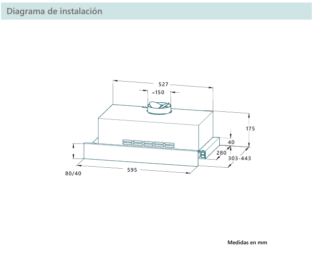 CAMPANA EXTRAIBLE JOHNSON 60CM 400M3/H CLASE B INOX