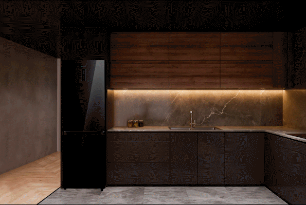 EAS ELECTRIC BLACK GLASS COMBI REFRIGERATOR NO FROST EMC186ASGN