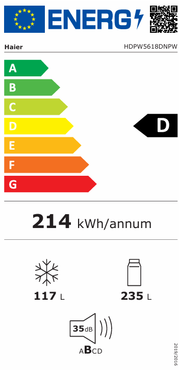Frigorífico Combi Haier HDPW5618DNPW, 185x60cm, TOTAL NO FROST, D, BLANCO