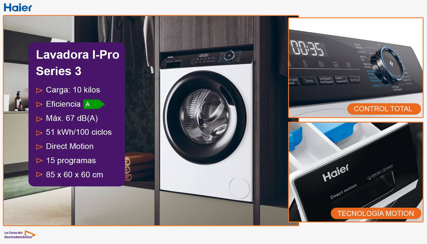HAIER FRONT LOAD WASHER HW100B14939IB, 10kg, 1400rpm, A