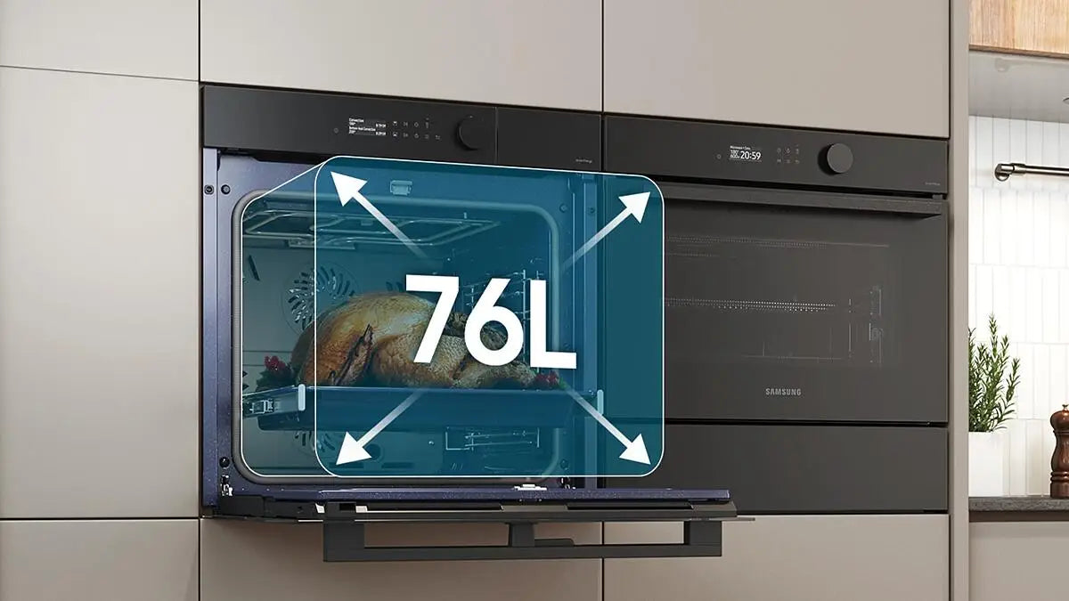Horno - Samsung NV7B5750TDKU1, Multifunción, Pirolítico, Air Fry, 76l, 59.5 cm, Dual Cook Flex, WiFi, Negro