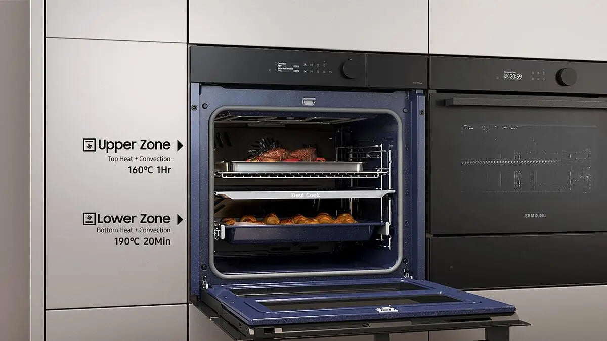 Horno - Samsung NV7B5750TDKU1, Multifunción, Pirolítico, Air Fry, 76l, 59.5 cm, Dual Cook Flex, WiFi, Negro