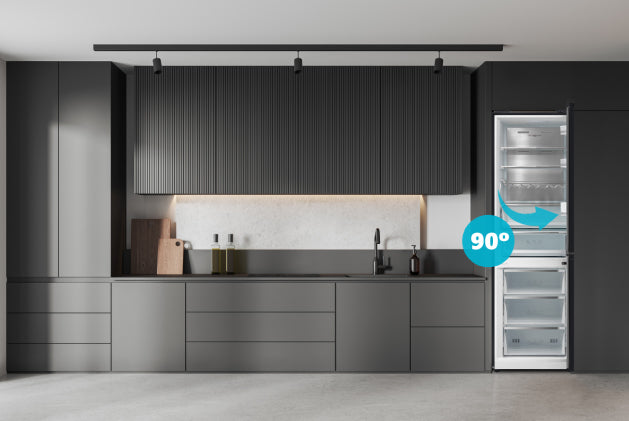 EAS ELECTRIC BLACK GLASS COMBI REFRIGERATOR NO FROST EMC186ASGN