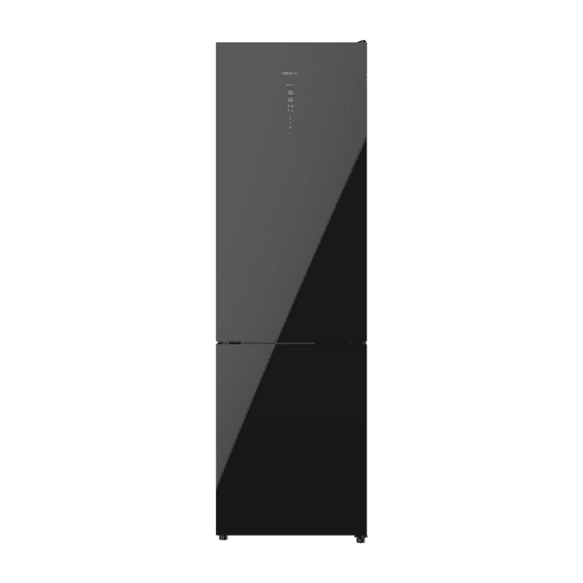 CECOTEC Black Glass COMBI REFRIGERATOR with 356 liters of capacity, 200x60 cm class D INVERTER Total No Frost