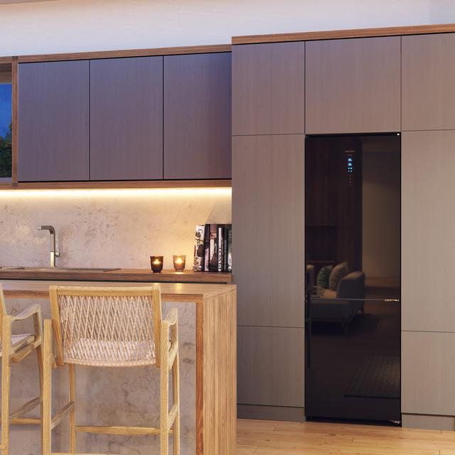 CECOTEC Black Glass COMBI REFRIGERATOR with 356 liters of capacity, 200x60 cm class D INVERTER Total No Frost