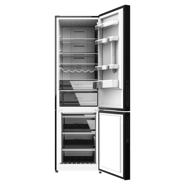 CECOTEC Black Glass COMBI REFRIGERATOR with 356 liters of capacity, 200x60 cm class D INVERTER Total No Frost