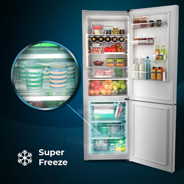 CECOTEC Black Glass COMBI REFRIGERATOR with 356 liters of capacity, 200x60 cm class D INVERTER Total No Frost