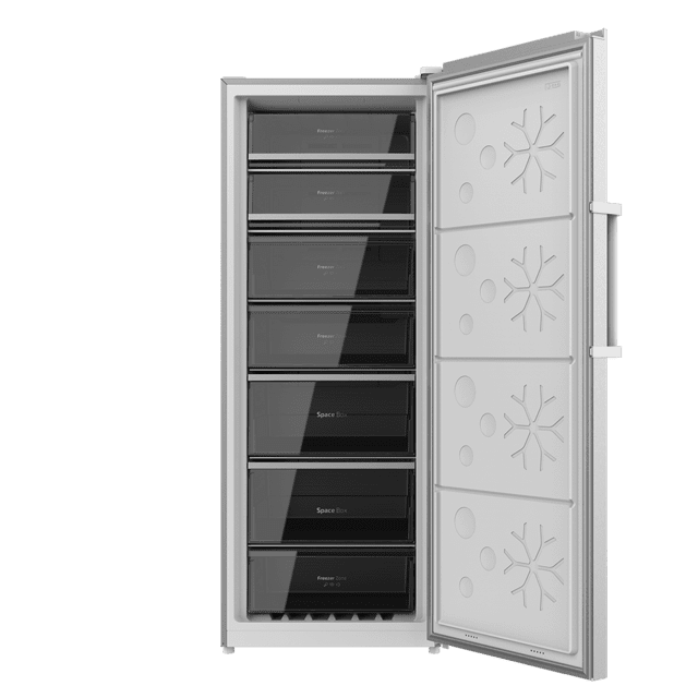 Congelador Vertical CECOTEC380L Bolero CoolMarket UF 380 Inox. Motor Inverter Plus, Ahorro Energético, Total No Frost, Pantalla de Control, Convertible a Frigorífico, Acero Inox