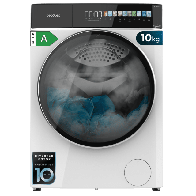 Lavadora carga frontal - Cecotec Bolero DressCode 10900 Inverter FullColor A, Capacidad 10 kg, 1400 rpm, 11 programas, Motor Inverter Plus, White