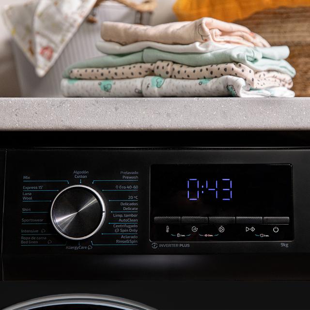 Lavadora carga frontal - Bolero DressCode 8500 Inverter Steel A Lavadora de 8 Kg inox, 1400 rpm, motor inverter plus, vapor, 16 programas, clase A y SteamMax.