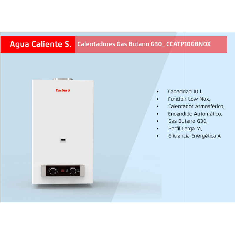 Calentador atmosférico CORBERÓ CCATP10GBNOX 10L BUTANO