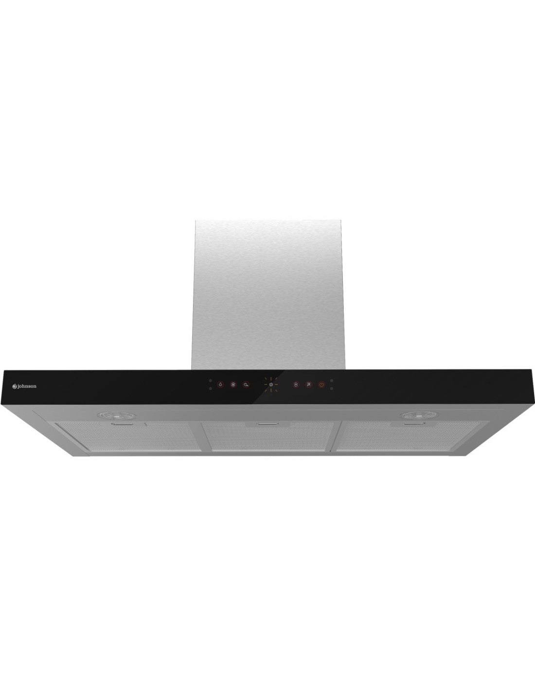 CAMPANA DECORATIVA TIPO T TOUCHLESS JOHNSON 90CM 800M3/H CRISTAL NEGRO/INOX