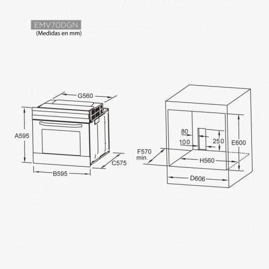 BLACK GLASS OVEN EAS ELECTRIC EMV701DGN