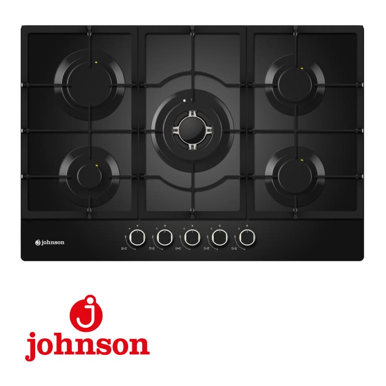 ENCIMERA CRISTALGAS JOHNSON 5 FUEGOS NEGRA JAMA575BN