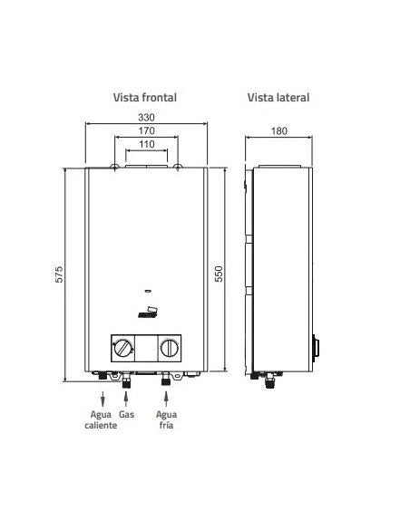 Calentador Cointra VGCC1MGKF, 11 L, Gas butano, ATMOSFERICO A