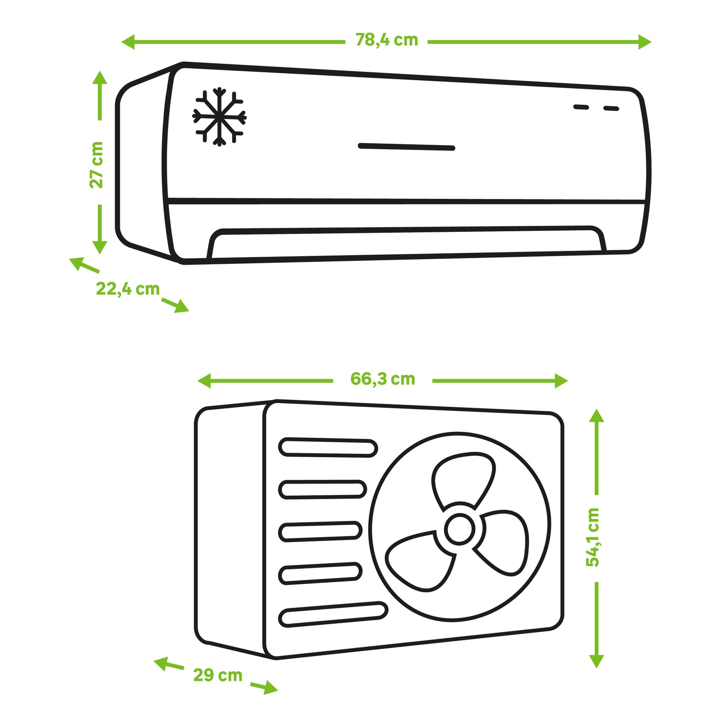 Aire acondicionado Split 1x1 Fujitsu ASY35-KP, 2.924 kcal/h frío / 3.440 kcal/h calor, R32, A++ /A+.