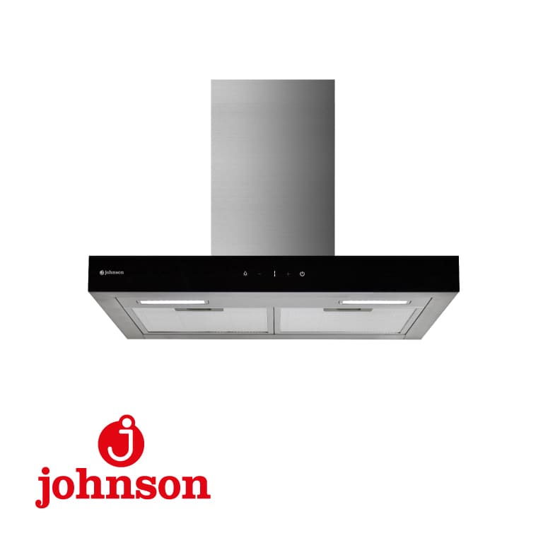 CAMPANA DECORATIVA TIPO T JOHNSON 60CM TIPO T 800M3/H CRISTAL NEGRO/INOX