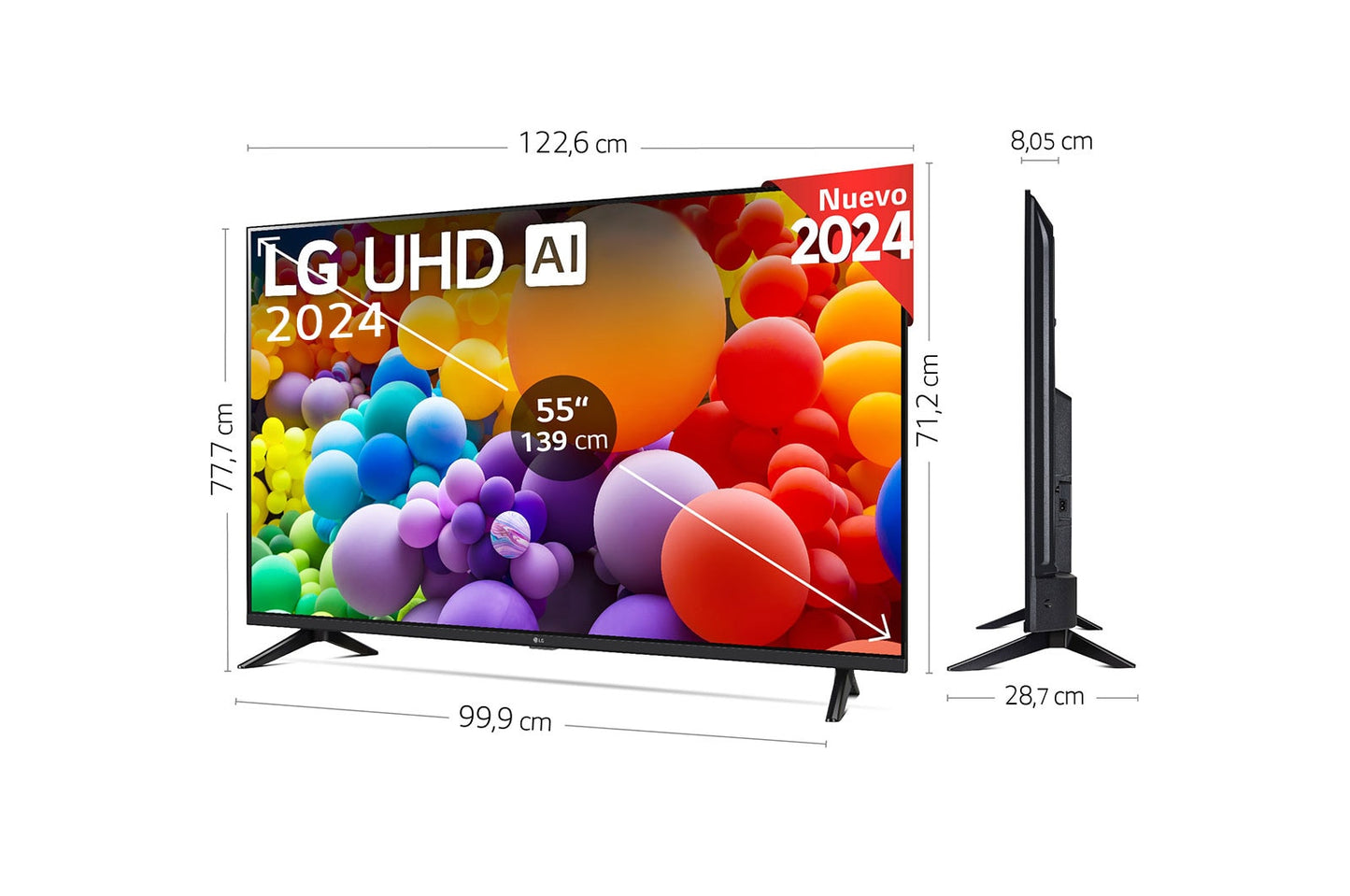 TELEVISOR LG SMART TV LED 55'' - LG 55UT73006LA.AEUQ, UHD 4K, Processor, Smart TV, Negro