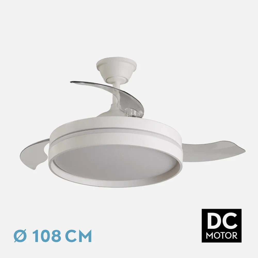 VENTILADOR ASPAS RETRÁCTILES MANDARIN DE TECHO LED FABRILAMP