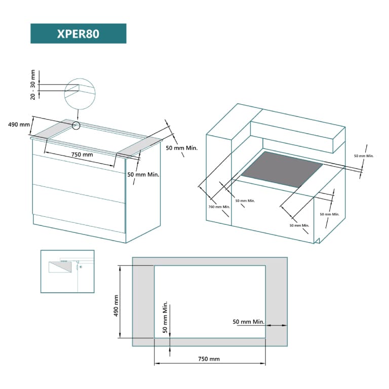 JOHNSON 80CM FLEX INDUCTION HOB WITH INTEGRATED HOOD