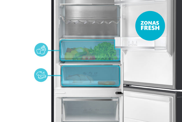 EAS ELECTRIC BLACK GLASS COMBI REFRIGERATOR NO FROST EMC186ASGN