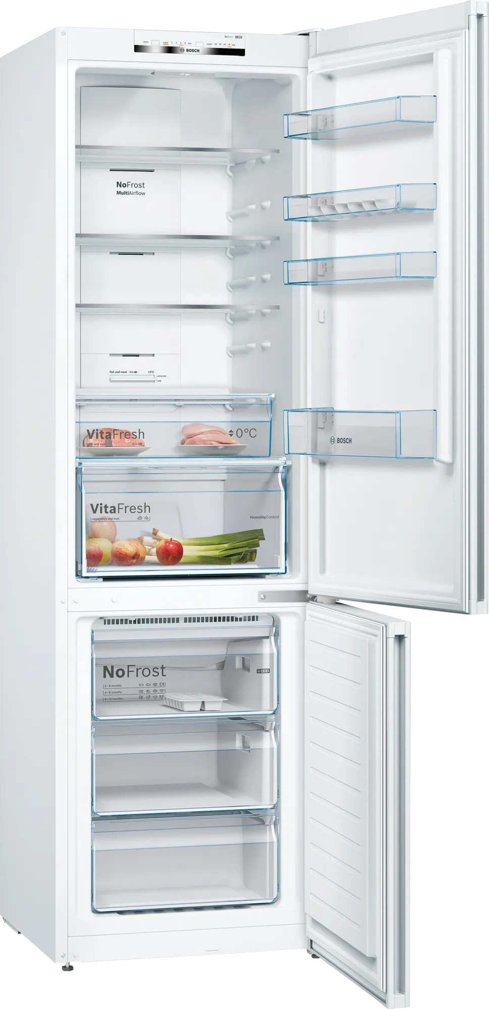 Bosch Serie 4 Freestanding Combination Fridge Freezer 203 x 60 cm White