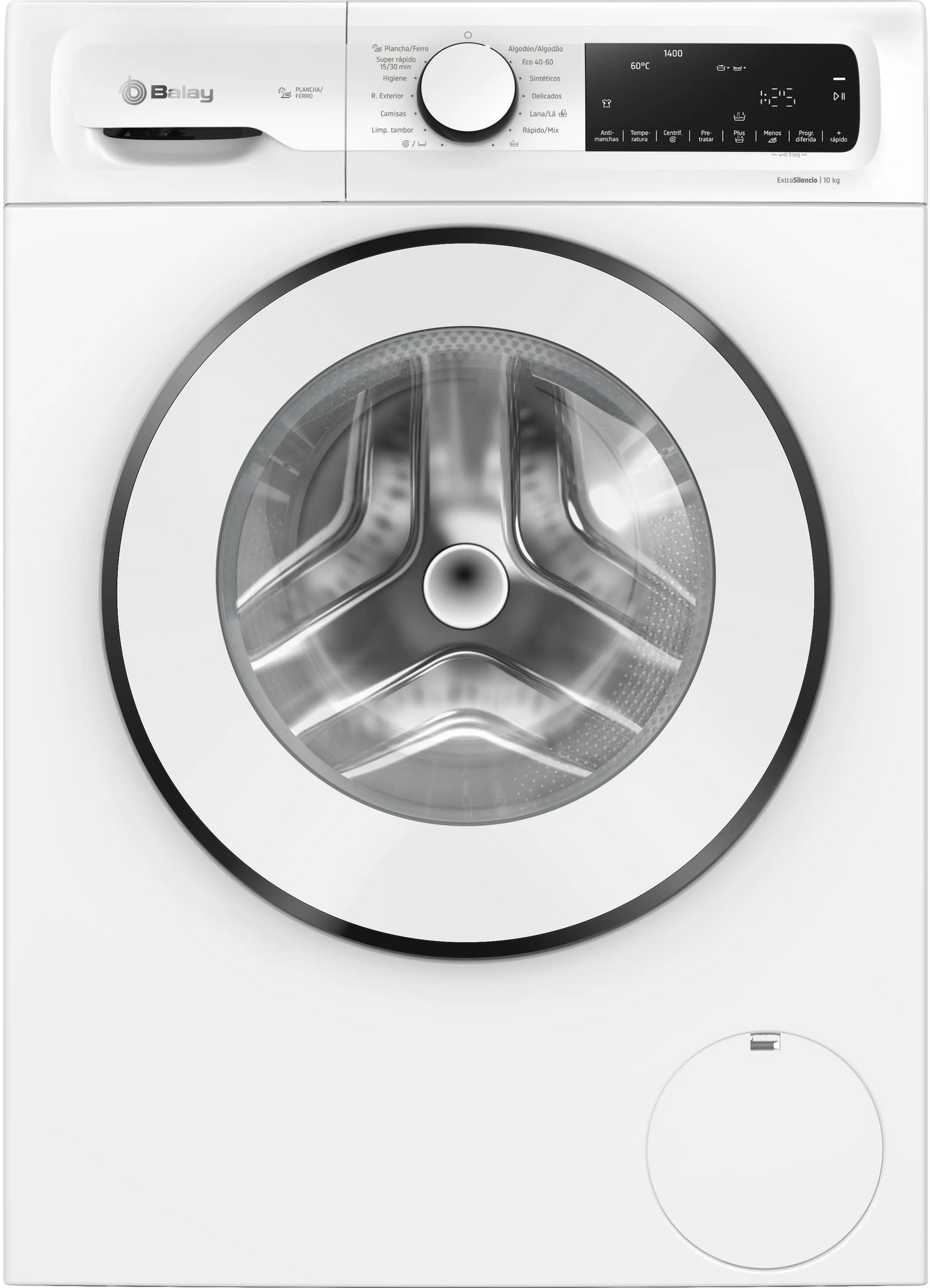 Lavadora Balay, Carga Frontal, Libre instalación, 60 cm., 10 kg, ExtraSilencio, Display LED, Blanco, 3TS3107BD . [Clase de eficiencia energética A]