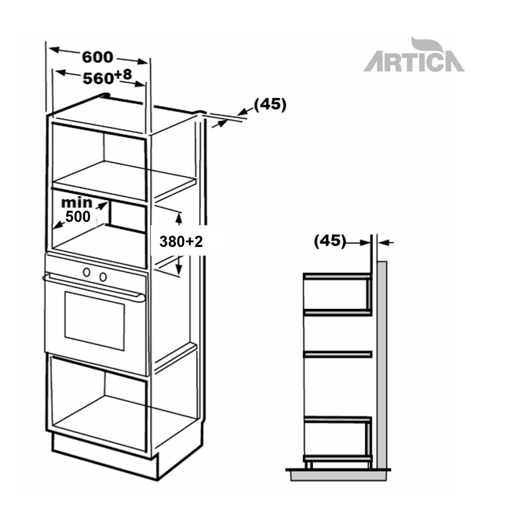 MICROONDAS INTEGRACIÓN ARTICA AMW204580IDW 20L GRILL CRISTAL BLANCO