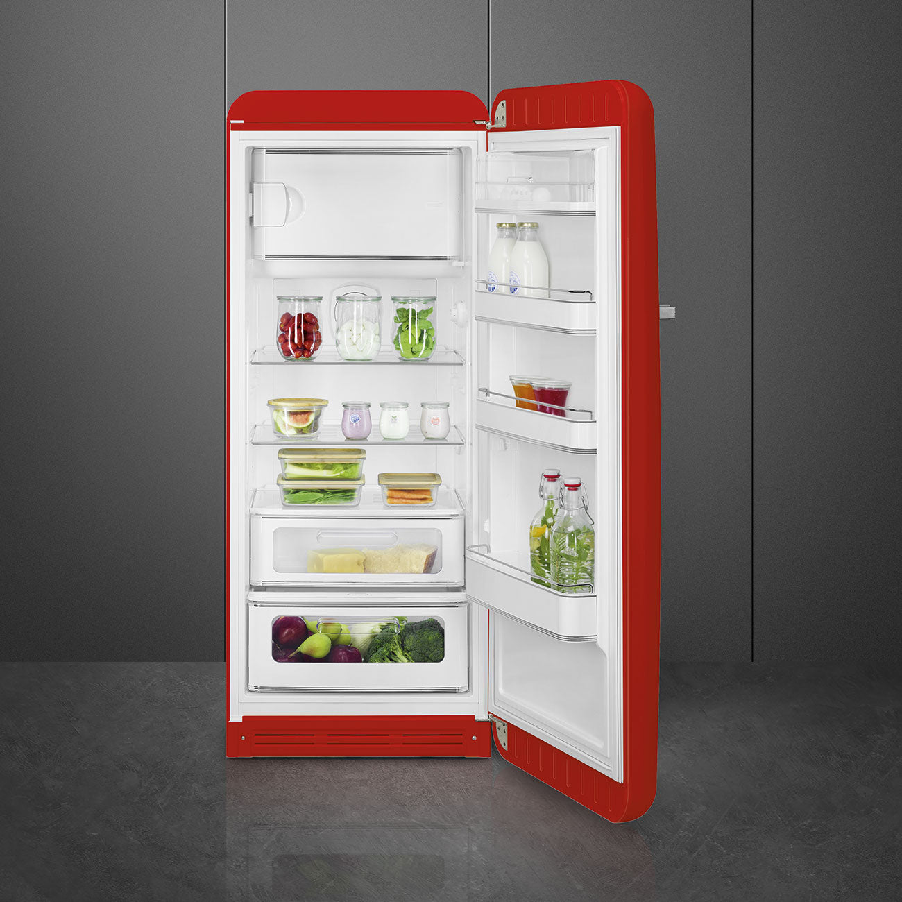 Frigorífico Combi Smeg FAB28RRD5 50's Style - 1 Puerta, Clase D, 153x60 cm, 122 litros, Rojo