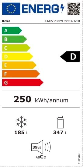 Frigorífico americano - Beko GNO5323XPN, No Frost, 177 cm, 532 l, 4 Estrellas, Iluminación LED, Acero inoxidable