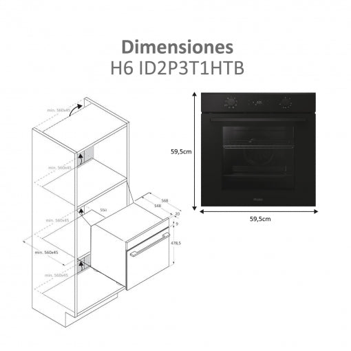 HORNO HAIER H6ID2P3T1HTB MULTIFUNCIÓN 78L 60CM
